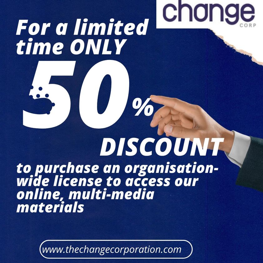 We are offering a 50% discount to any organisation wanting to purchase an organisation-wide license to access our online, multi-media materials.

If you want to learn more, please visit us at thechangecorporation.com/team-leaders-f…