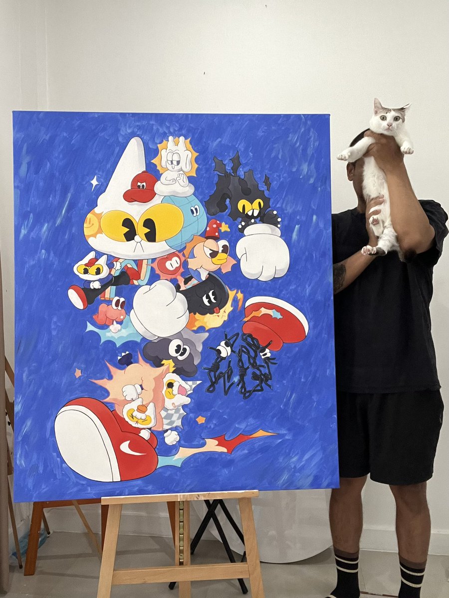 PhuTwenty_'s tweet image. Me, my art and my cat