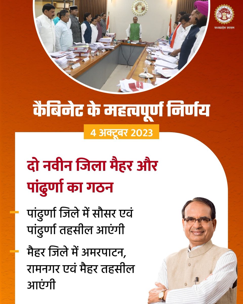 कैबिनेट के महत्वपूर्ण निर्णय

दो नवीन जिला मैहर और पांढुर्णा का गठन

#CabinetDecisionsMP #CabinetDecisions #MadhyaPradesh
