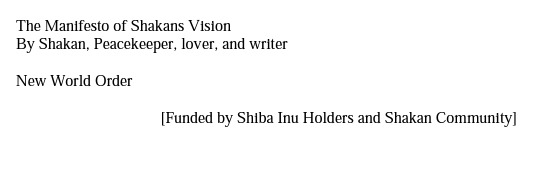 May believers be rewarded for their selflessness and the world become a better place through the community of $Shakan. 

A unparallel vision 👁️  

Port: t.me/SHAKANSPORTAL

CA:0x6a19110918b595271d1d8645abbe3e647d917e96