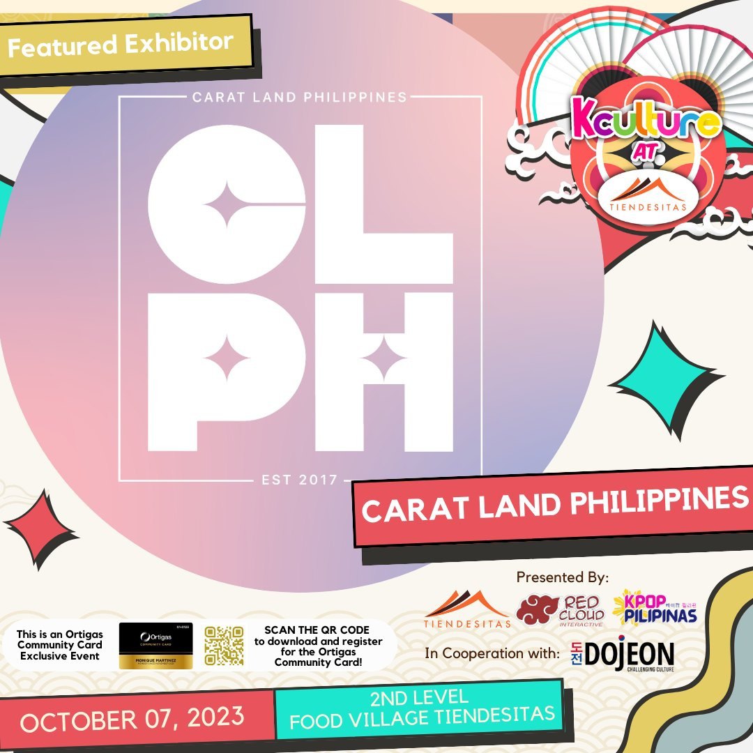 CaratLandPH's tweet photo. Time to Aju Nice at Tiendesitas! ๐
Catch CLPH and experience KCulture at Tiendesitas this weekend! With different activities and booths, a fun day awaits you and entrance is FREE. ๐ซถ
Happening on Oct 7 (Sat) from 11AM to 6:30PM. See you, PH CARATS! โจ
#KPOPpilipinas #KCULTURE https://t.co/cZ8w5D2esl