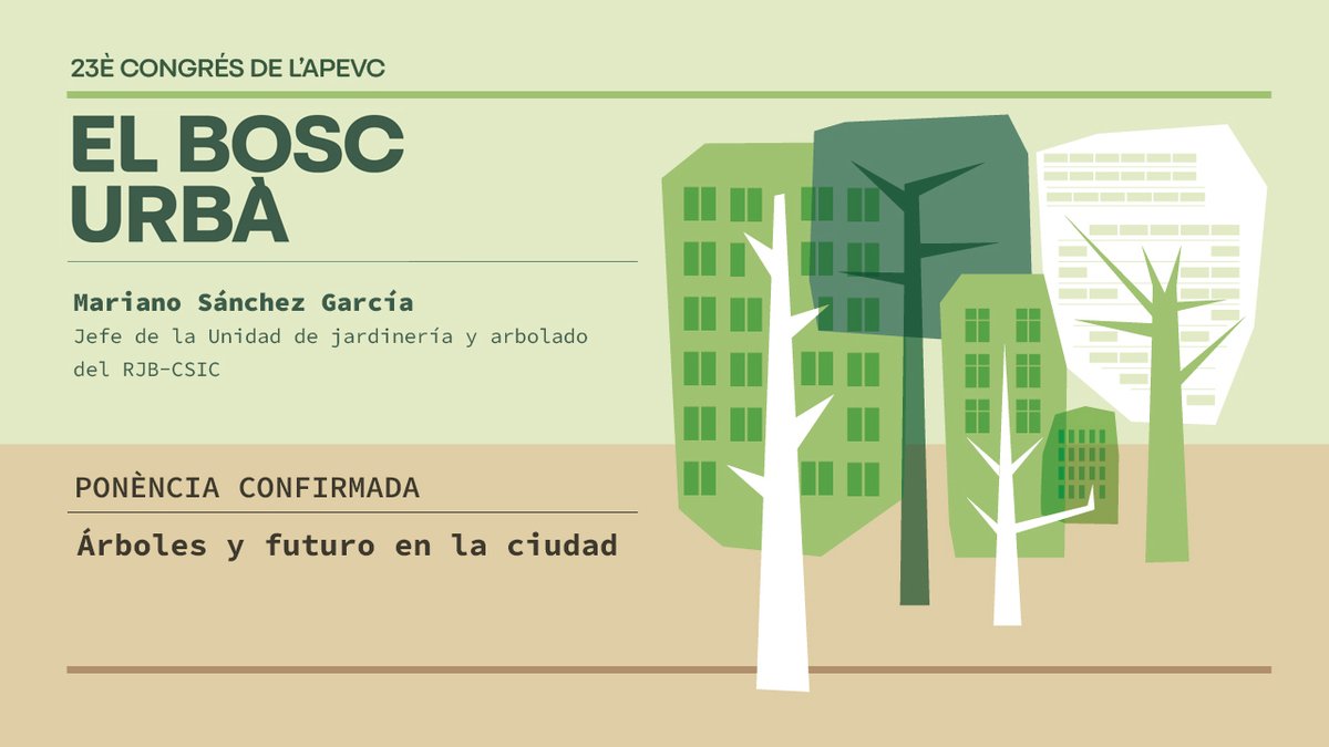 📣 Publiquem la darrera ponència confirmada del #congresAPEVC. En breu farem difusió del programa i hores de les ponències.

💬 Mariano Sánchez García: Árboles y futuro en la ciudad

#elboscurba #jardineria #espaisverds #espaiurba #arboricultura

apevc.cat/congres-apevc/
