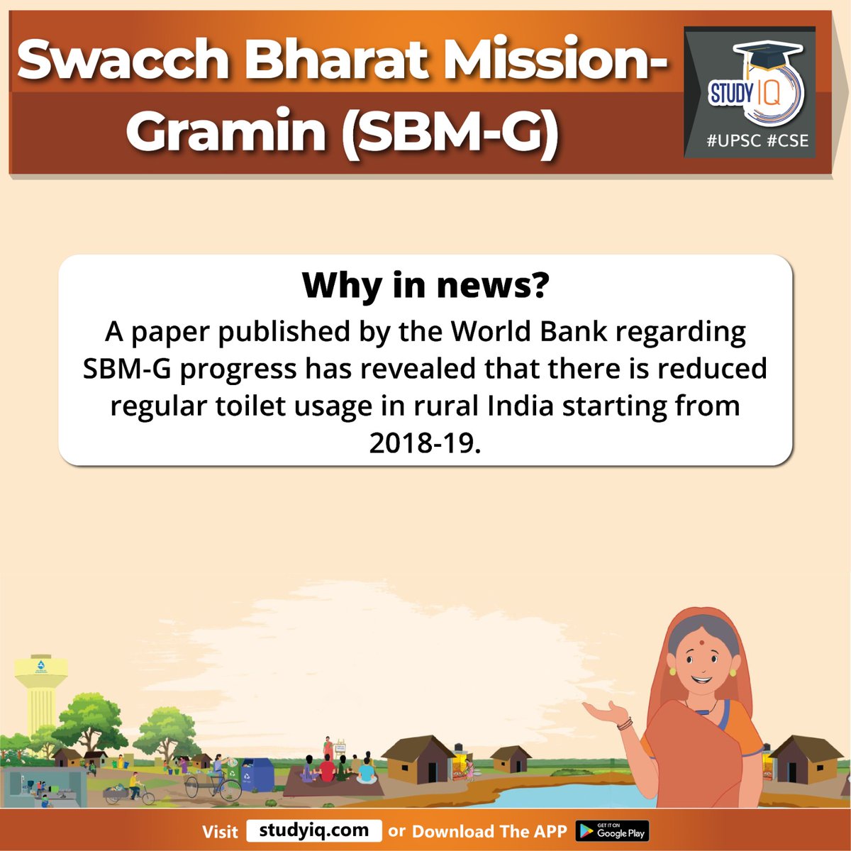 upsciq's tweet photo. Swacch Bharat Mission-Gramin (SBM-G)
#swacchbharatmissiongramin #swacchbharat #sbmg #whyinnews #worldbank #ruralindia #ministryofjalshakti #janadolan #ruralareas #sbmgscheme #odf #odfplus #pwm #lwm #fsm #gobardhan #upsc #cse #ips #ias https://t.co/CHEJm9gmK5
