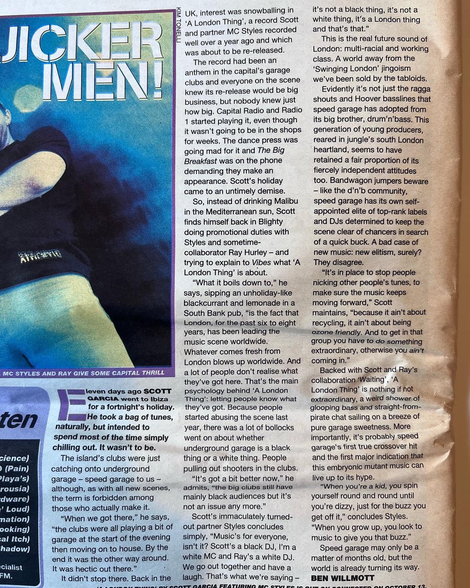 #TBT throwing it all the way back to the 10th October 1997 edition of @NME when myself and @RayHurleyDJ featured in an article about the rise of #speedgarage in the UK and beyond! Mad to think that all these years later Speed Garage is making a big comeback 🤯