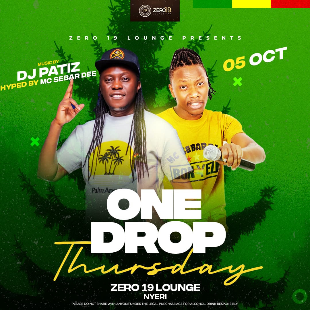 °√Ati Uko NYERI Pande Gani??
Leo Tuko Area♨️
 ONE DROP THURSDAYS 
<a href="/Zero19/">eduardo salinas</a> Lounge
Ft <a href="/deejaypatiz/">DEEJAY PATIZ</a> // Bonyeza @mcsebardee_001
#Venye_Si_Hufanya💯
#We_Kip_Playing_You_Kip_Dancing👣
 WELCOME