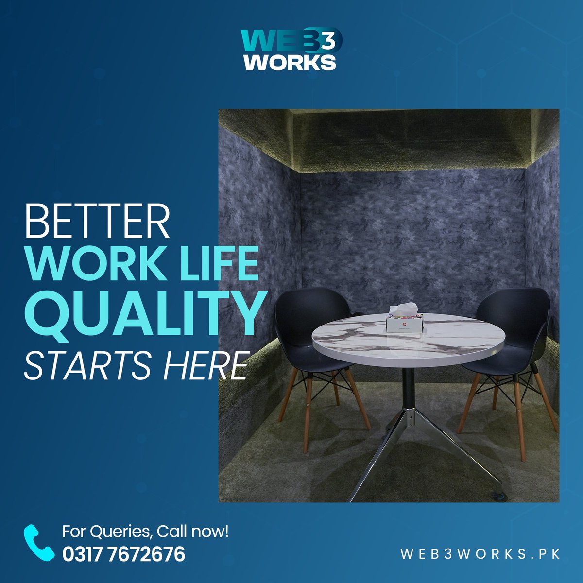 🌐 Elevate your work-life in the world of Web3 at Web3Works! 🚀 

Visit: web3works.pk
Call: 0317-7672676

#Web3Works #Blockchaininnovation #coworking #CoworkingSpace #web3 #blockchain #communitycentre #web3communitycentre #decentralizedtogether #web3workspak