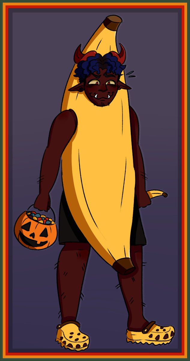 ClownSlutM's tweet photo. Halloween drawing 2 for @goochfartballs2 lmao. Its been cool drawing designs outside what I usually create. Everyone has such cool Oc's and I hope that I'm drawin' em to your likings! I did two doodles of this guy cuz no way I was doin a banana costume without the sad cat meme https://t.co/rG3d2ttmDY