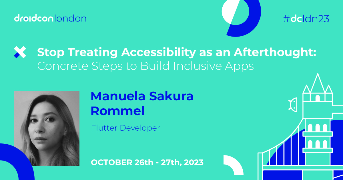 droidcon London (@droidconlondon) on Twitter photo Another exciting #Flutter talk hitting the #dcldn23 stage 💙
<a href="/ManuSakuraRo/">Manuela Sakura Rommel</a> will discuss how to make accessibility a core part of your #dev workflow – collaboration within your team, available tools & modifications to your project.
Full abstract here: london.droidcon.com/manuela-sakura… Another exciting #Flutter talk hitting the #dcldn23 stage 💙
<a href="/ManuSakuraRo/">Manuela Sakura Rommel</a> will discuss how to make accessibility a core part of your #dev workflow – collaboration within your team, available tools & modifications to your project.
Full abstract here: london.droidcon.com/manuela-sakura…
