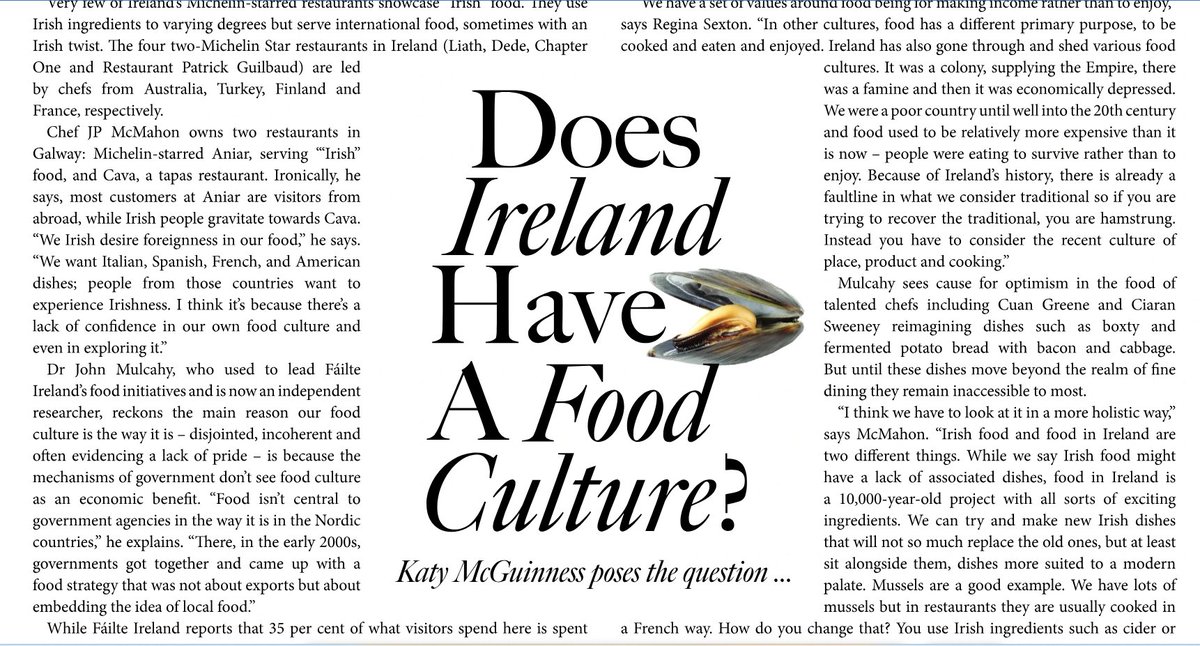 Great question from @katymcguinness in today's 
@TheGlossMag (page 59) @IrishTimes  & she very adroitly knits together answers from @Culinaryireland, Dr Máirtín Mac Con Iomaire @dgs_tudublin, @mistereatgalway, @blancsvalencia (& myself). Great food for thought. Thank you Katy!👏