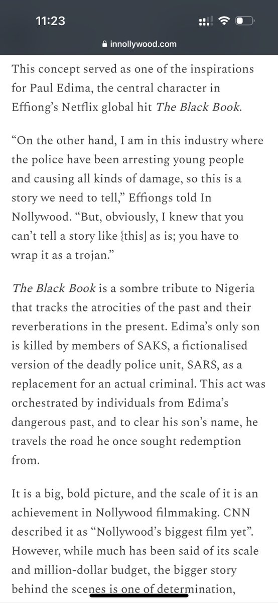 EditiEffiong's tweet image. Foreign journalists linking Paul Edima’s character to John Wick or Liam Neeson makes sense. 

But it takes a Nigerian journalist, whose knowledge of history and writing is not heavily influenced by Western Pop Culture, to make this parallel. 

@danielokey_ &amp;gt;&amp;gt;&amp;gt;