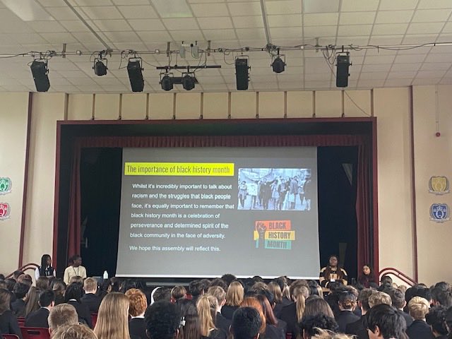 QueensSch_Hist's tweet photo. Insightful and thought provoking Black History Month assembly presented by some of our brilliant 6th team https://t.co/2hGwNLERJA