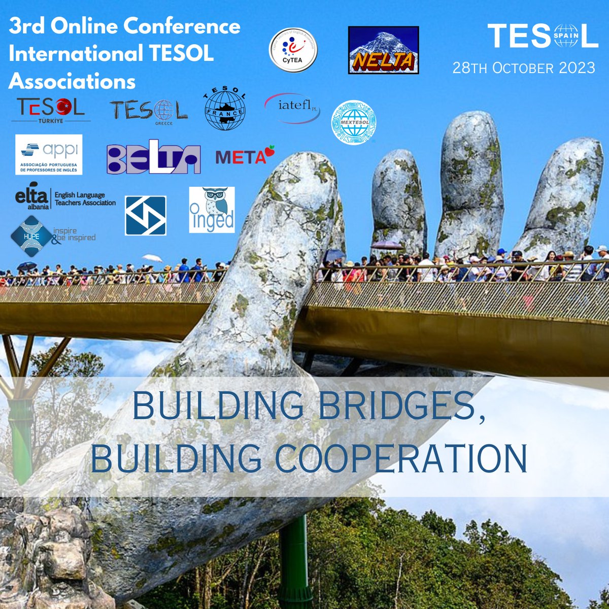 TESOL-SPAIN are proud to announce the 3rd Online Conference International TESOL Associations "Building Bridges, Building Cooperation" on the 28th October

For more info and registration:
bit.ly/3rdTAConferenc…
bit.ly/3rdTAConferenc…