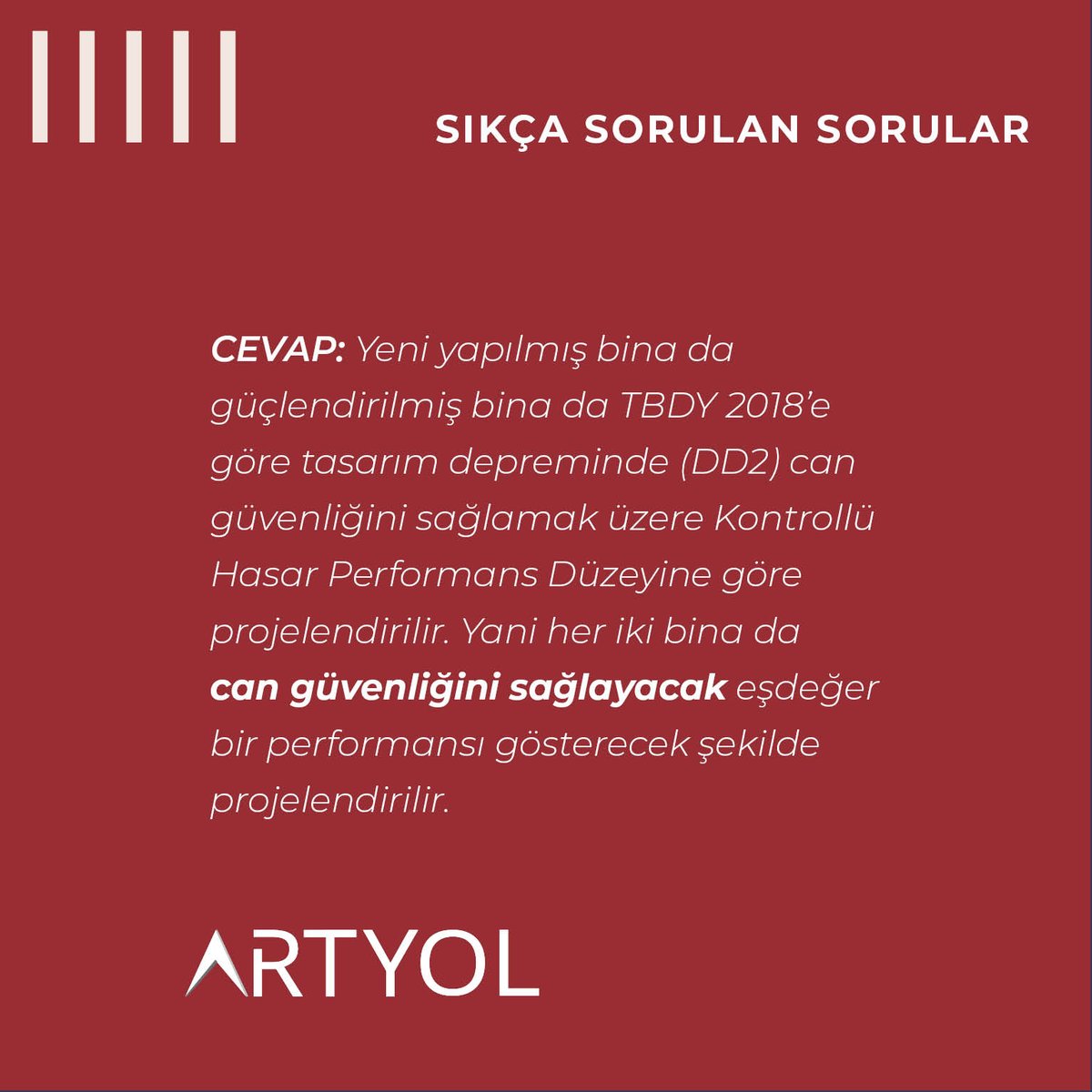 artyol_muh's tweet photo. ARTYOL, güçlendirme alanında sıkça sorulan sorulara yanıt vermeye devam ediyor.

SORU: Güçlendirilmiş bina ile yeni yapılmış bina arasında deprem güvenliği ile ilgili bir fark var mıdır? +

#artyol #güçlendirme #kentseldönüşüm #sorucevap https://t.co/ZwLJ84i1OM