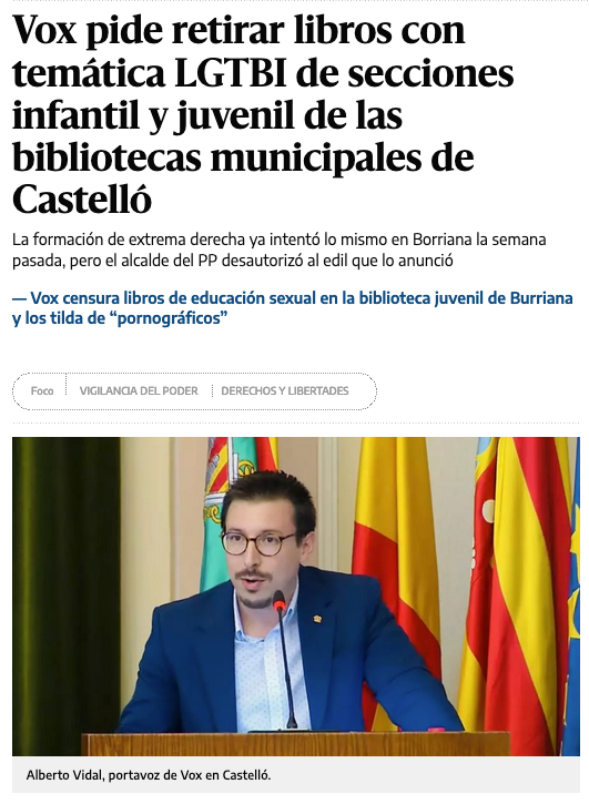 VergonyaPPera's tweet photo. El concejal que ha declarado ir en contra de @unicef_es dice ahora que va a censurar libros.

Un docente de colegios del OPUS, un militar, un personaje sumamente peligroso, un buscador de protagonismo.

Dónde alcaldesa de la vergüenza?  #VergonyaCarrasco #Castelló #Castellón https://t.co/5v9dGxCuaR