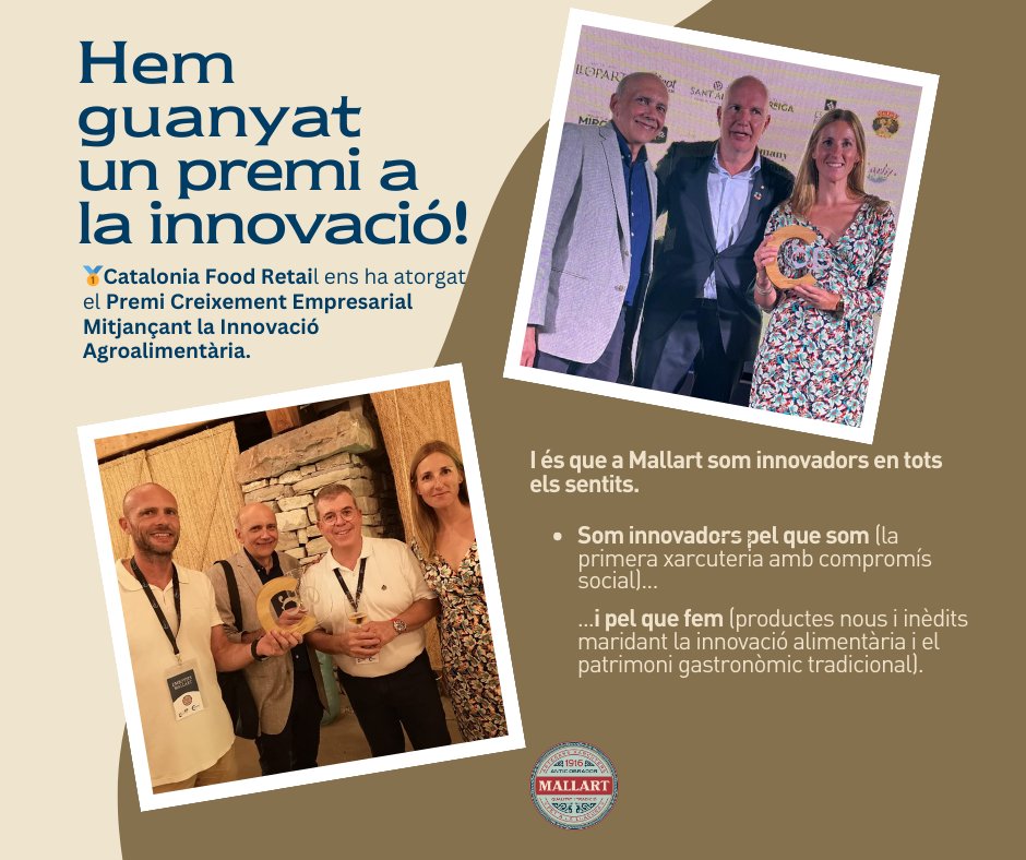 🏆Premi a la innovació!

 #Gràcies a totes les persones que ens ajudeu a crèixer, innovar i lluitar per la inclusió de les persones amb #disCapacitat 

I gràcies @cataloniagourmet per fer-nos una mica protagonistes de la #NitGourmet2023 

#EmbotitsMallart
