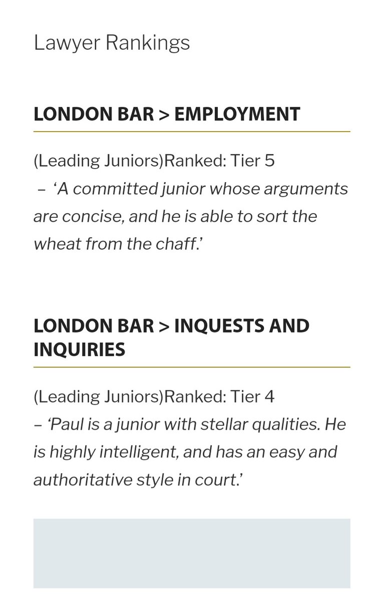 Paul Livingston (@plivingston67) on Twitter photo Delighted to be ranked in #Legal500 as a Leading Junior in both Employment and Inquests and Public Inquiries. Very grateful to referees who said nice things about me and my wheat/chaff sorting abilities. Also great to see so many colleagues at <a href="/outertemple/">Outer Temple Chambers</a> ranked so highly. Delighted to be ranked in #Legal500 as a Leading Junior in both Employment and Inquests and Public Inquiries. Very grateful to referees who said nice things about me and my wheat/chaff sorting abilities. Also great to see so many colleagues at <a href="/outertemple/">Outer Temple Chambers</a> ranked so highly.