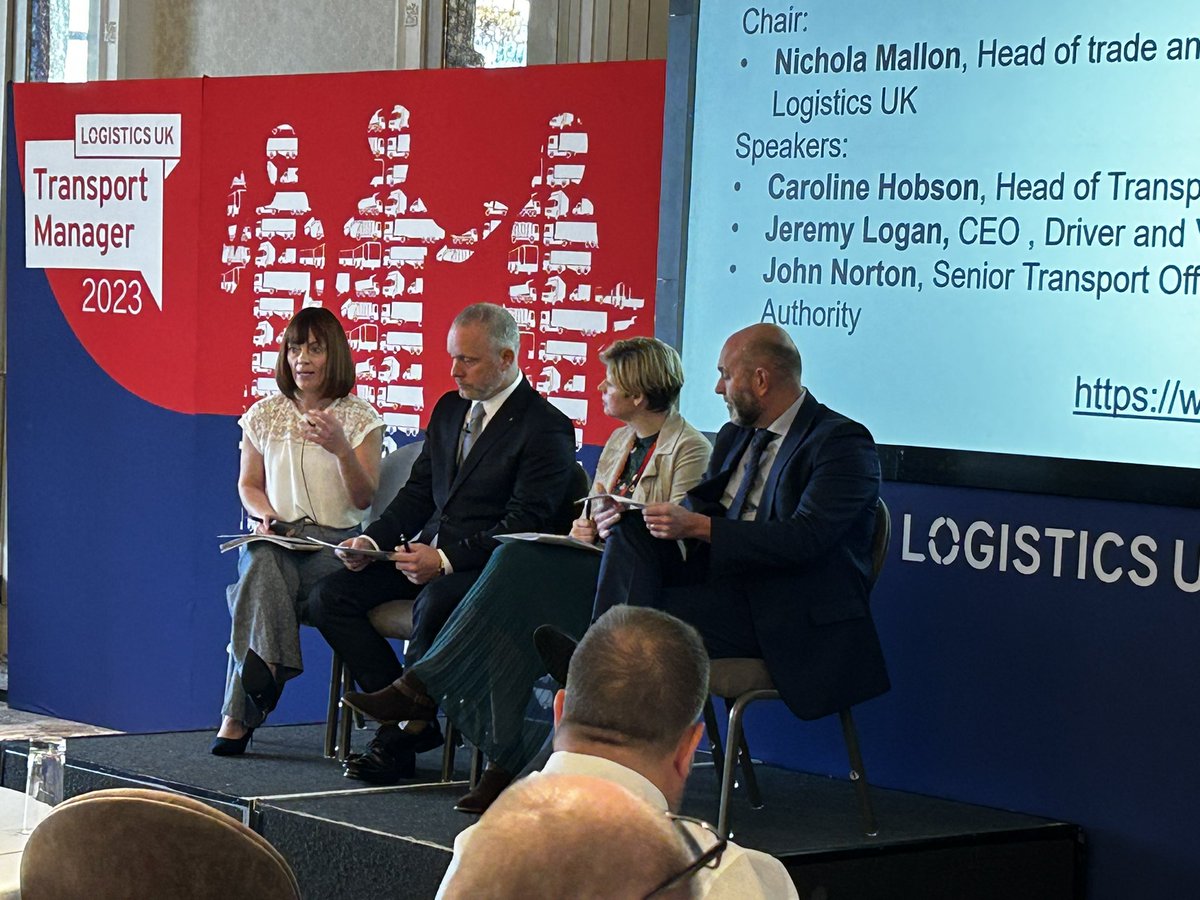 Full house today for our annual Transport Manager Conference in Belfast with @NicholaMallon hosting a panel discussion on compliance issues and cross border/department collaboration with Caroline Hobson, TRU, Jeremy Logan, DVA and John Norton,RSA. @LogisticsUKNews #TM23