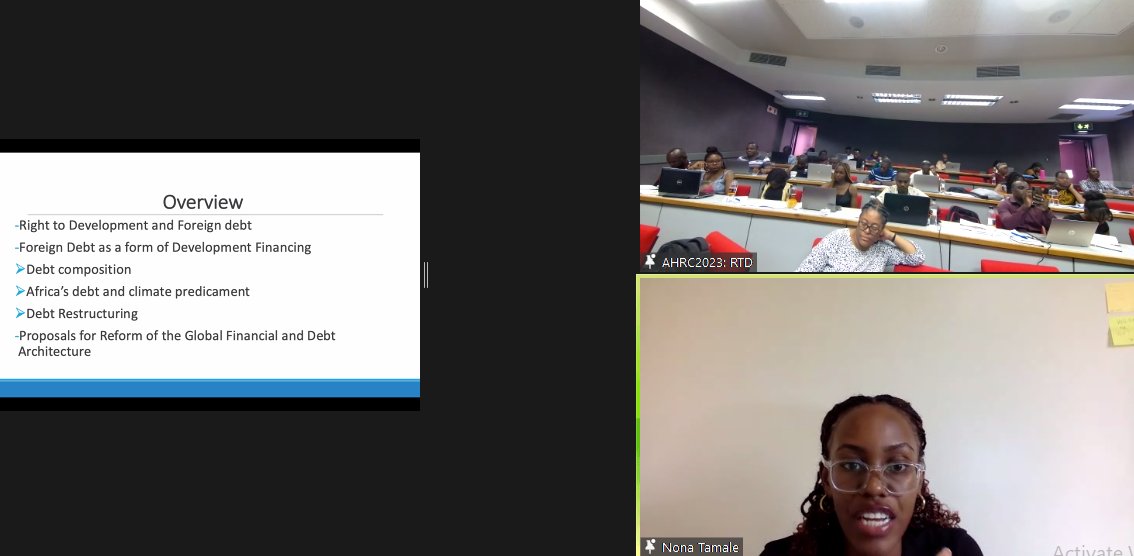 basimanyaned's tweet photo. #AHRC2023_RTD Moving on!
@CHR_HumanRights @UAntwerpen
@Flanders_SA
Now with looking at Foreign Debt and development: effect on Human rights and climate change with
@tamale_cn 
African Sovereign Debt Justice Network (AfSDJN) https://t.co/mkxcSZLIZU