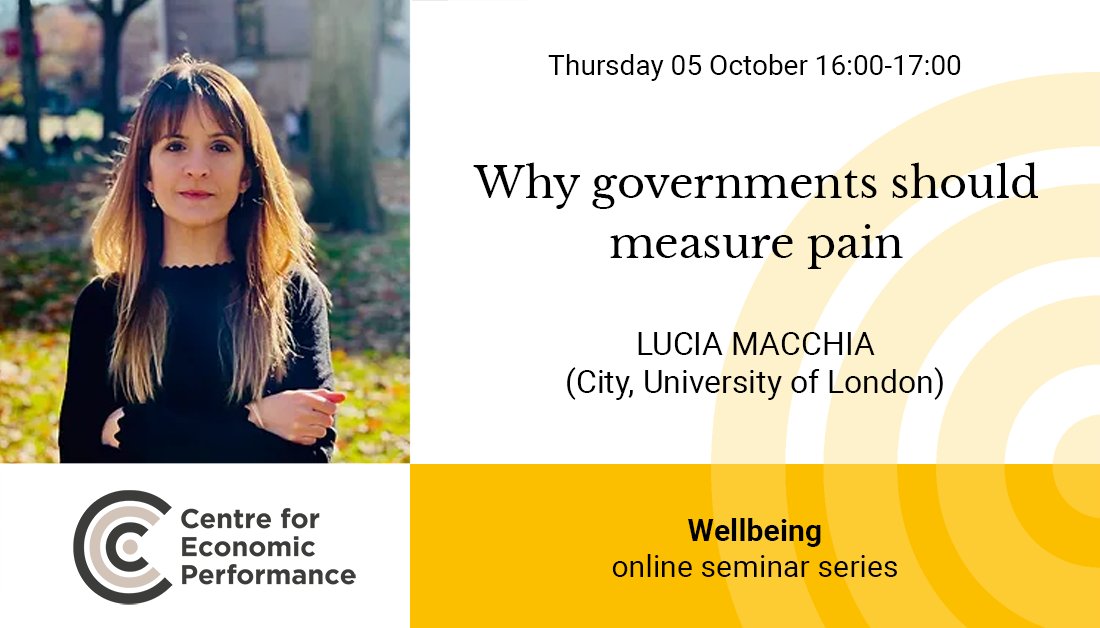 Today at CEP <a href="/lucia_macchia/">Lucía Macchia</a> makes the argument that governments should consider physical pain when assessing societal wellbeing at today's CEP wellbeing seminar. More details: ow.ly/HhKV50Laeyq