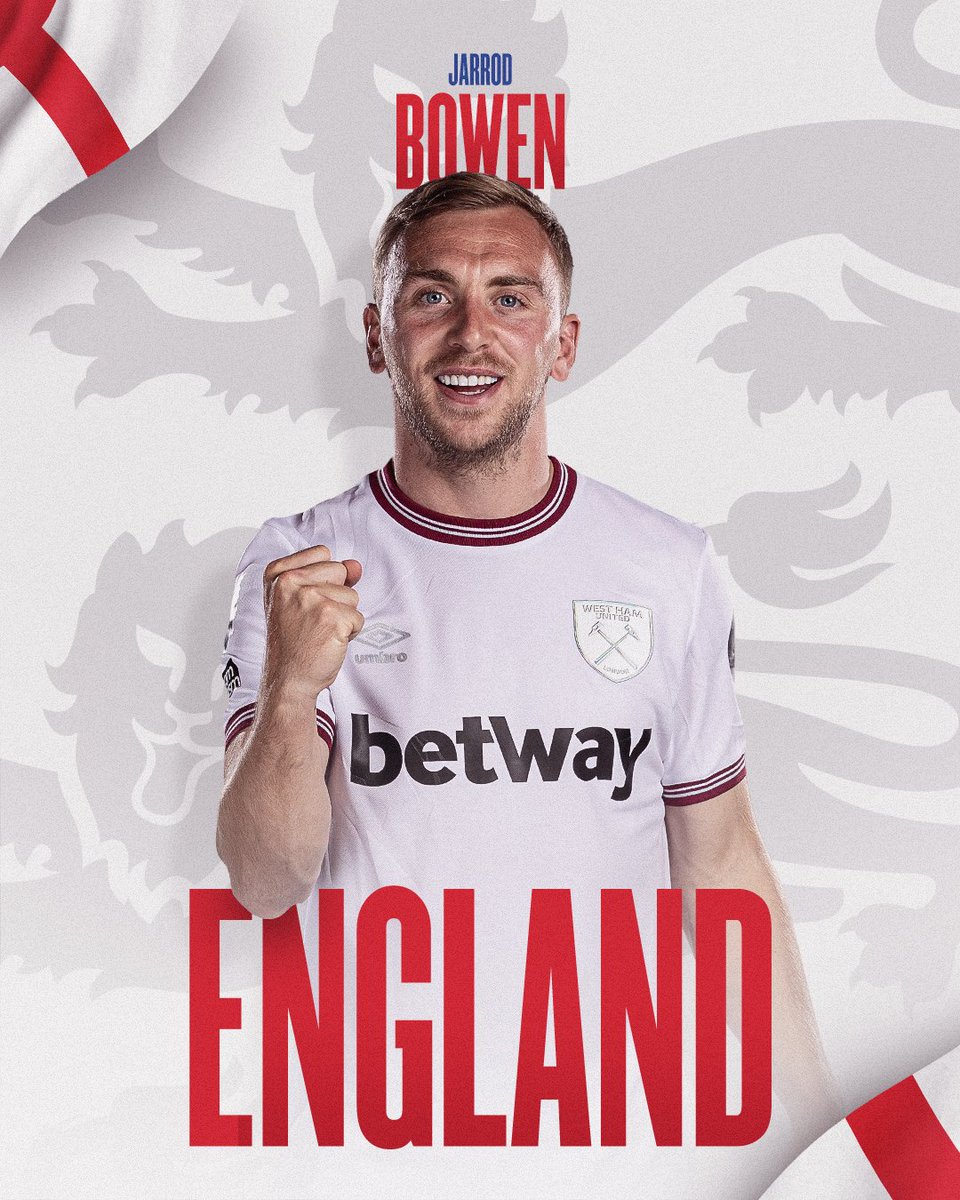 WestHam's tweet photo. Jarrod has been selected to represent England in their upcoming international fixtures 🏴󠁧󠁢󠁥󠁮󠁧󠁿

Congratulations, Jaz! 👏 https://t.co/X7ThHW2LUu