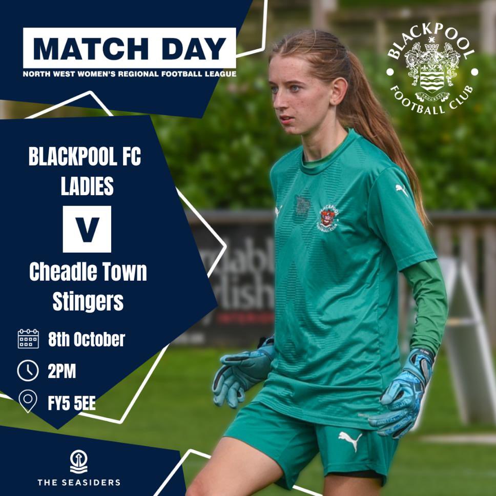 Blackpool FC Girls & Ladies (@bfc1887ladies) on Twitter photo Good luck to our First Team this weekend as we aim to make it back-to-back wins 🍊
🆚 <a href="/CheadleStingers/">Cheadle Town Stingers</a>
⏰ 14:00
📆 08/10/23
🏟 Hassra Pavilion FY5 5EE
🏆 North West Regional Premier
Come down and show your support to the ladies! #UTMP Good luck to our First Team this weekend as we aim to make it back-to-back wins 🍊
🆚 <a href="/CheadleStingers/">Cheadle Town Stingers</a>
⏰ 14:00
📆 08/10/23
🏟 Hassra Pavilion FY5 5EE
🏆 North West Regional Premier
Come down and show your support to the ladies! #UTMP