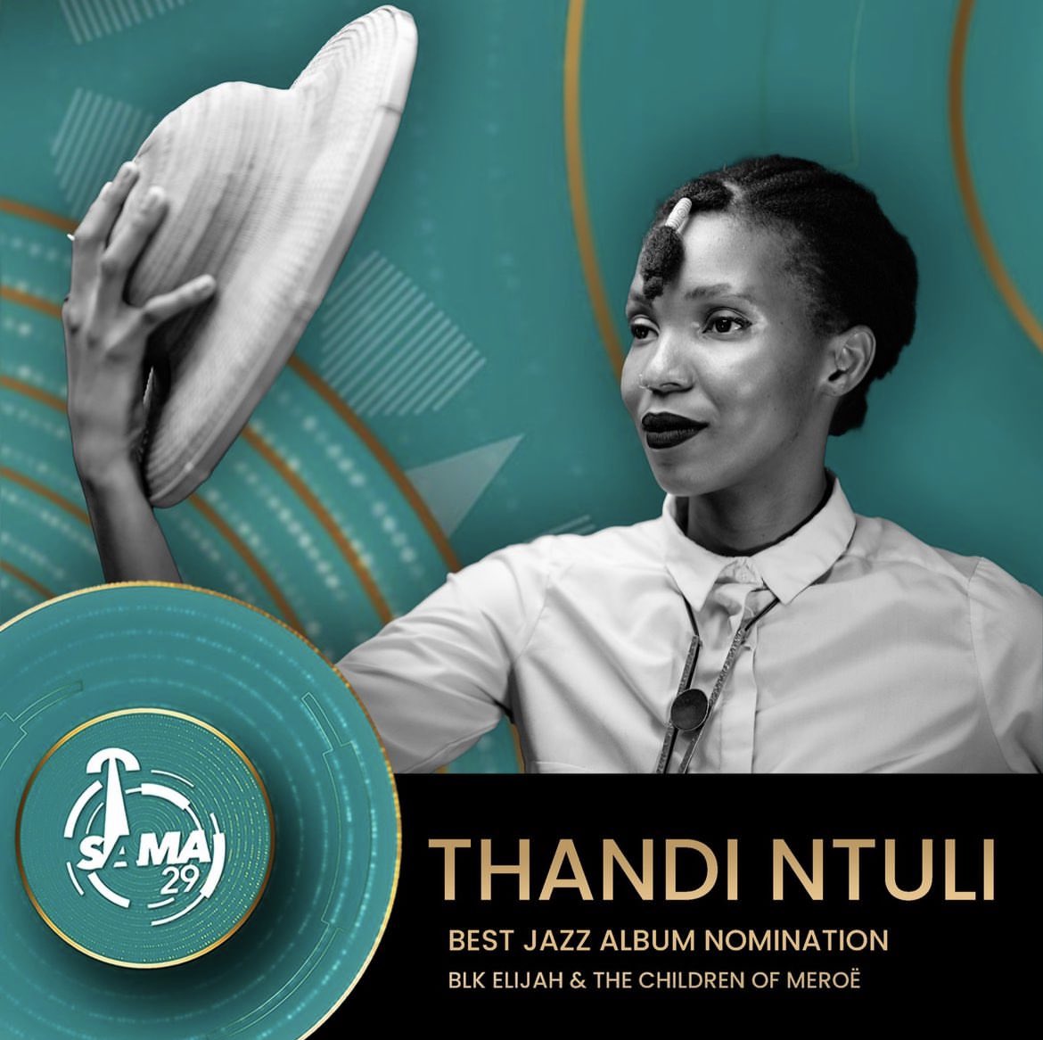 ThandiNtuli's tweet photo. Just wanted to share the amazing news that Blk Elijah &amp; The Children of Meroë has received 3 X SAMA Nominations for Best Jazz Album, Female Artist of The Year and Best Engineered Albums. So grateful! 

Thank you @TheSAMAs for seeing me and congrats to all fellow nominees.

♥️ https://t.co/hzHBfmVKfh