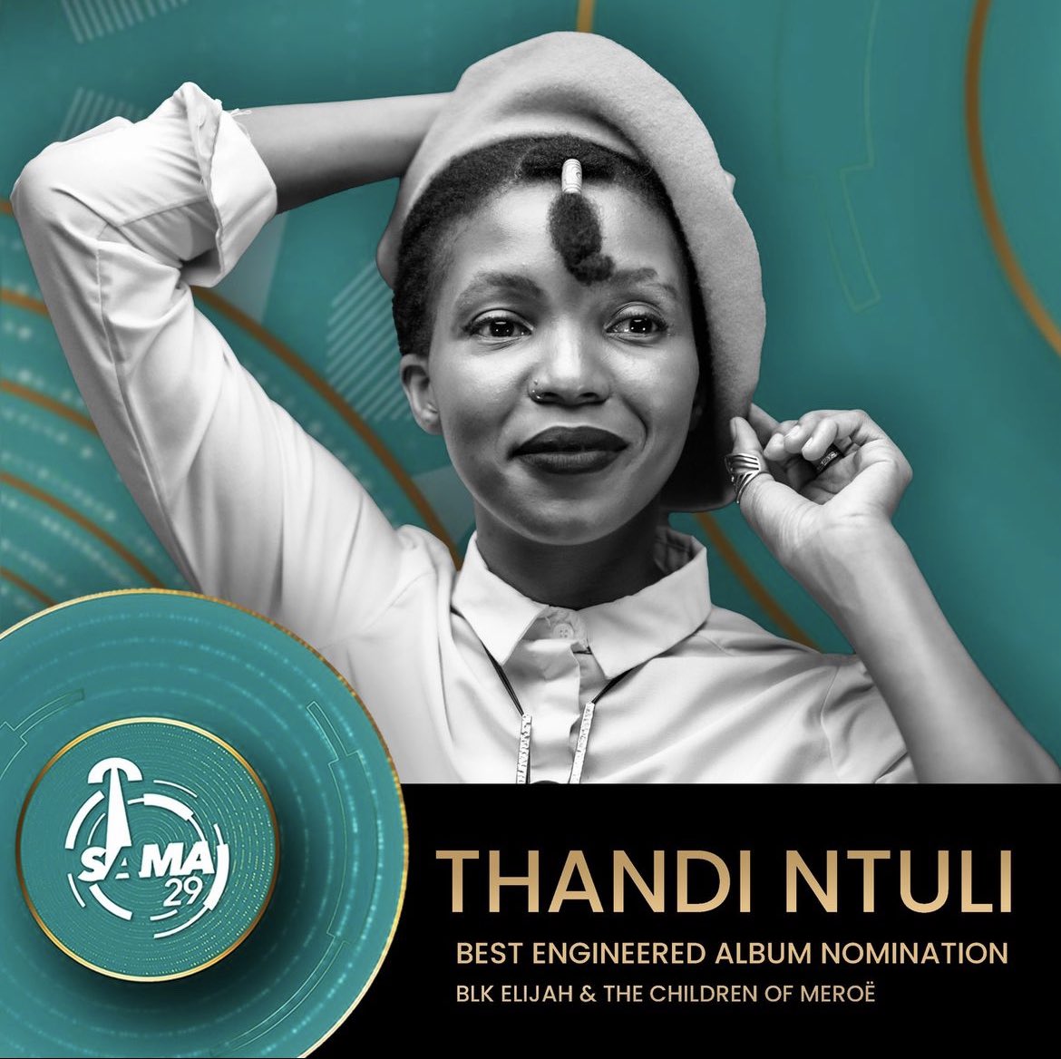 ThandiNtuli's tweet photo. Just wanted to share the amazing news that Blk Elijah &amp; The Children of Meroë has received 3 X SAMA Nominations for Best Jazz Album, Female Artist of The Year and Best Engineered Albums. So grateful! 

Thank you @TheSAMAs for seeing me and congrats to all fellow nominees.

♥️ https://t.co/hzHBfmVKfh
