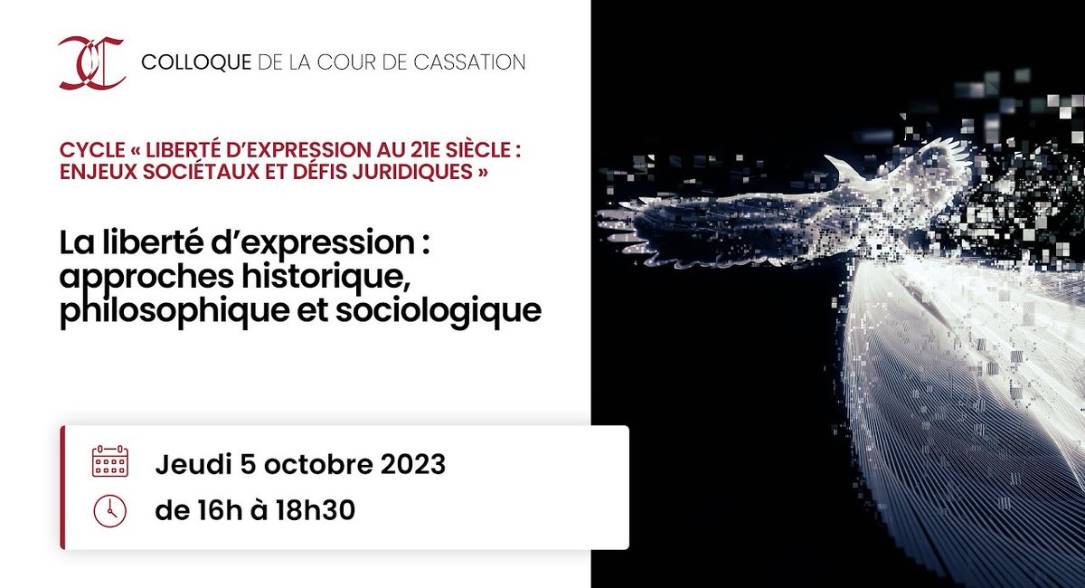 🔴[Prochain direct] de 16h à 18h30 : "La liberté d’expression : approches historique, philosophique et sociologique".
En direct sur <a href="/XFrance/">X France</a>