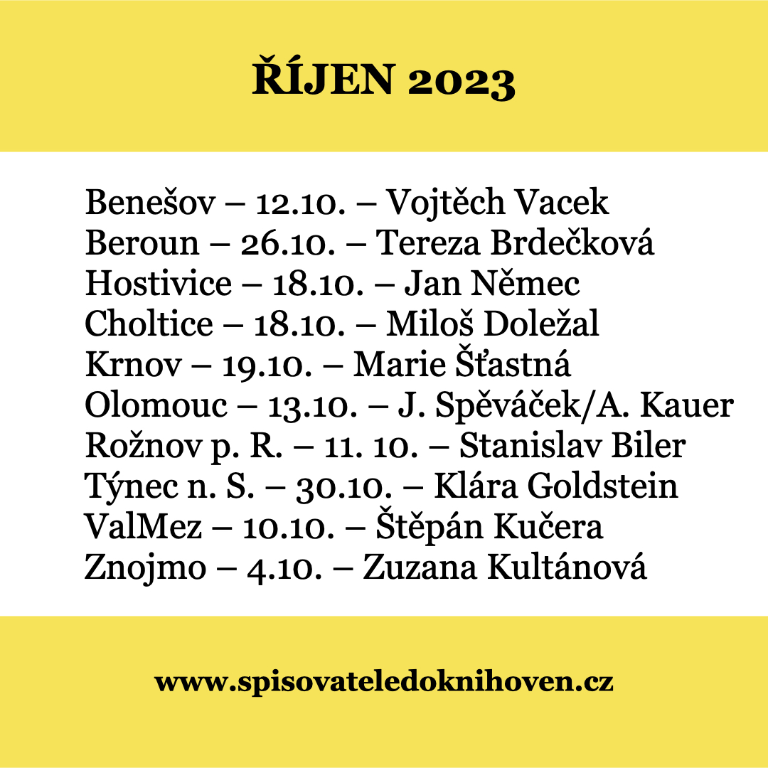 6. ročník společného projektu AS a českých knihoven, Spisovatelé do knihoven, je v plném proudu. Aktuální jména české poezie a prózy čtou v 10 knihovnách po celé ČR. Sledujte program a nenechte si ujít autorská čtení a diskuse. #spisovateledoknihoven #asociacespisovatelu