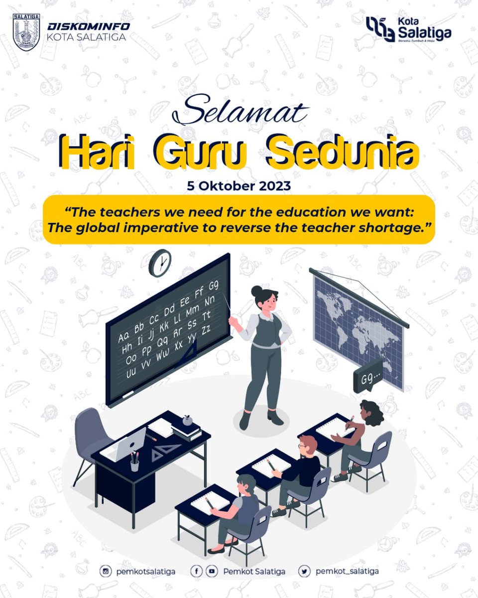 Pemkot Salatiga (@pemkotsalatiga) on Twitter photo Selamat memperingati Hari Guru Sedunia!
"Guru yang kita perlukan untuk pendidikan yang kita inginkan: Keharusan global untuk mengatasi kekurangan guru"
<a href="/Sinoeng69/">Sinung N. Rachmadi</a>
<a href="/HumasSalatiga/">humaskotasalatiga</a>
<a href="/DisdikSl3/">DINAS PENDIDIKAN KOTA SALATIGA</a>
#harigurusedunia #worldteachersday #guru Selamat memperingati Hari Guru Sedunia!
"Guru yang kita perlukan untuk pendidikan yang kita inginkan: Keharusan global untuk mengatasi kekurangan guru"
<a href="/Sinoeng69/">Sinung N. Rachmadi</a>
<a href="/HumasSalatiga/">humaskotasalatiga</a>
<a href="/DisdikSl3/">DINAS PENDIDIKAN KOTA SALATIGA</a>
#harigurusedunia #worldteachersday #guru