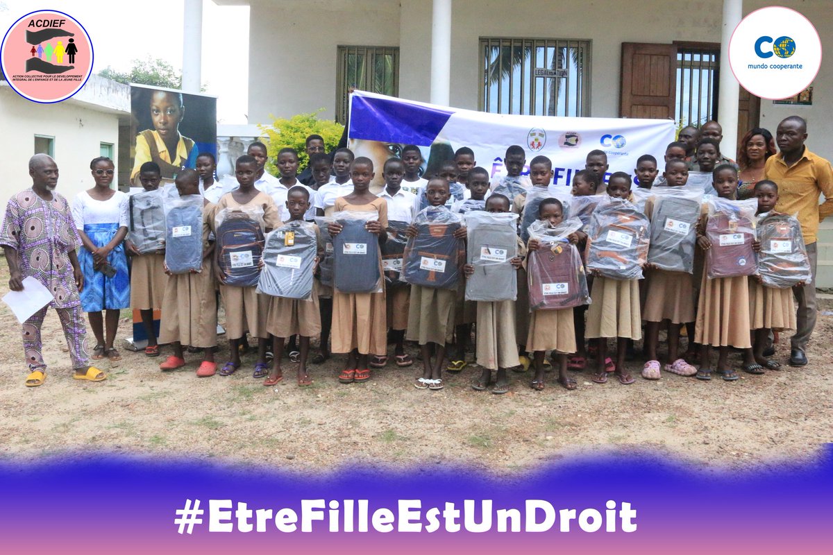 acdief's tweet photo. PROJET ÊTRE FILLE EST UN DROIT (Assistance des Jeunes Filles en milieu scolaire pour la Lutte Contre le Mariage Précoce)
Remise des Kits scolaires aux jeunes filles de Blitta 2.
Merci à notre partenaire @mundocooperante
#Acdief #MundoCooperante #EtreFilleEstUnDroit https://t.co/VpeMz6HXoq