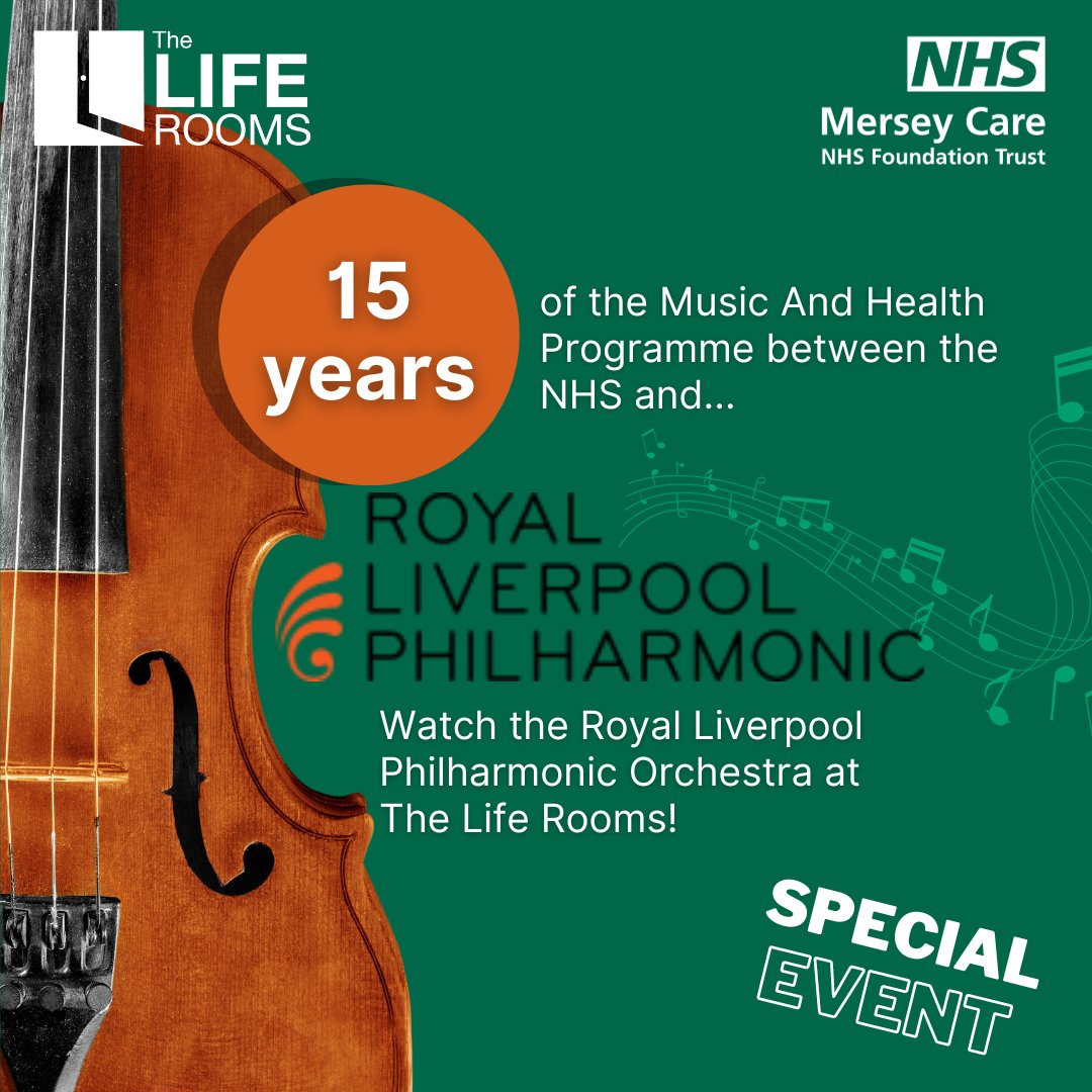 It's the 15-year anniversary of the Music and Health programme between @liverpoolphilEd and @mersey_care 🎻🤩 We're hosting a @liverpoolphil Celebration Showcase, and you're invited! Starting tomorrow at Lee Valley Millenium Centre For more info👇 🔗liferooms.org/about-us/event…