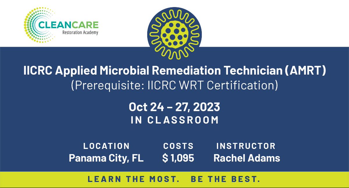 Embark on this learning journey.
With limited seats available, your chance to elevate your expertise is now!
Call 850-481-0631 to reserve your seat.

#IIRCI #AMRT #CareerBoost #MicrobialRemediation #SafetyFirst #ExpertiseMatters