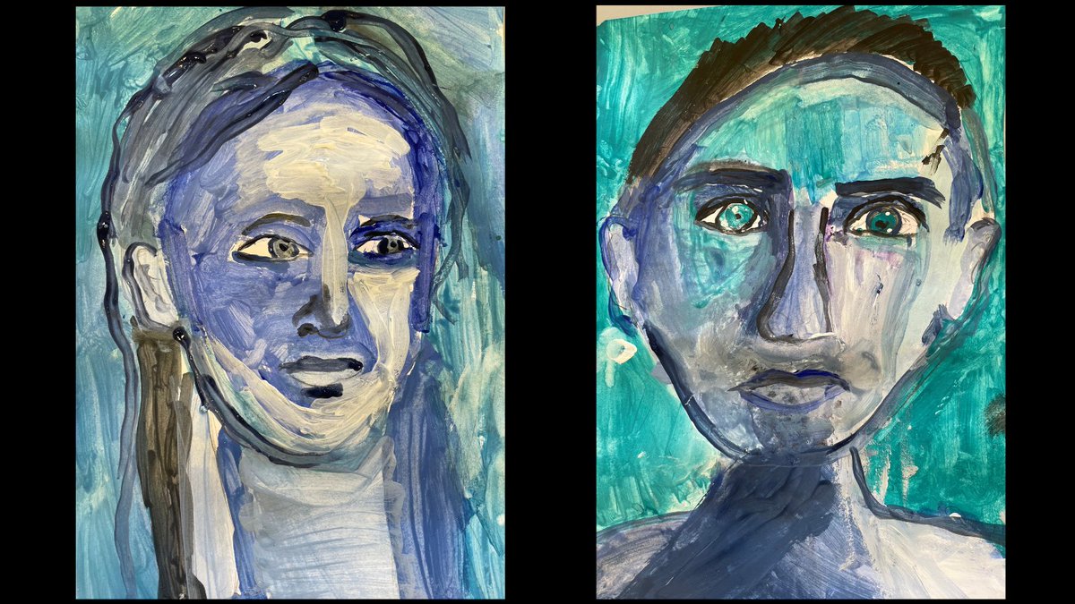LyonsdownSchool's tweet photo. The girls in Year 3 have been exploring Picasso's "Blue Period".
Congratulations to Anaya, Myra, Arya, Lily and Jasmine for creating these beautiful paintings entitled 'Feeling Blue'.
#Artistsoftheweek #FeelingBlue #YoungPicassos
@ISAartsUK https://t.co/0347HLaE3C