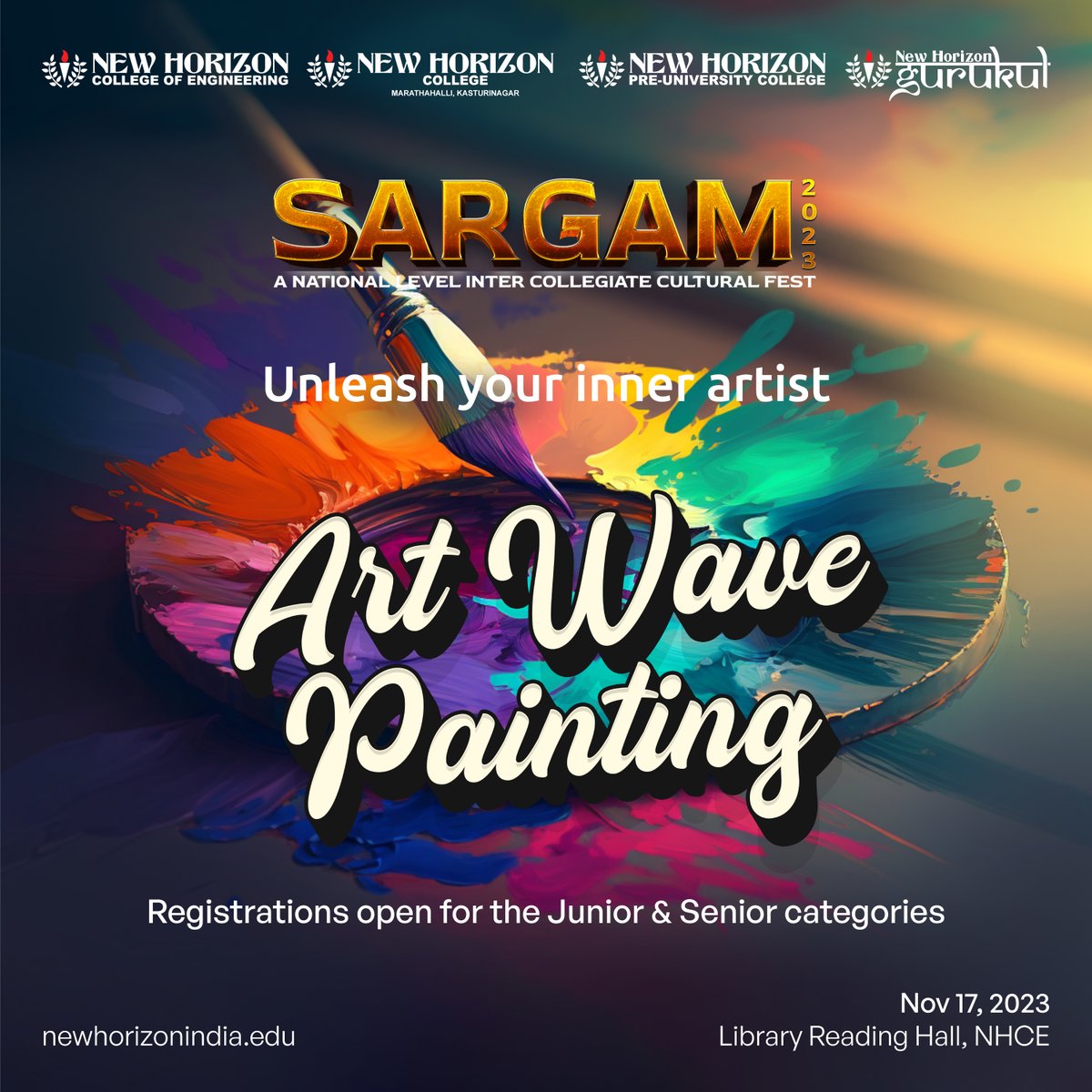 NHGurukul's tweet photo. Join the Art Wave - Painting event on Nov 17, 2023.
Create a masterpiece based on a theme that will be announced on the spot. You have 3 hours, and it's a solo event.
Click on the link below to register.
https://t.co/alubMojR3t
For Sargam-related updates: https://t.co/SHMq8822JL https://t.co/ZMse8CX8Kr