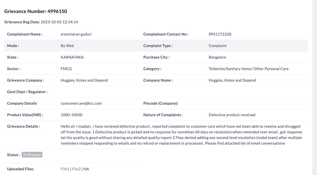 charan1717's tweet photo. @HuggiesIndia do you guys have any second level escalation team for defective product complaints? customer care team is pathetic and stopped responding .Had to reach out to govt of india https://t.co/rMbGO0xHEp