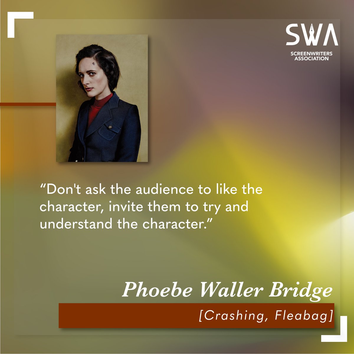 #screenwriting #swa #writerkaun #screenwriters #phoebewallerbridge #crashing #fleabag #quotes #screenwritingquotes #character