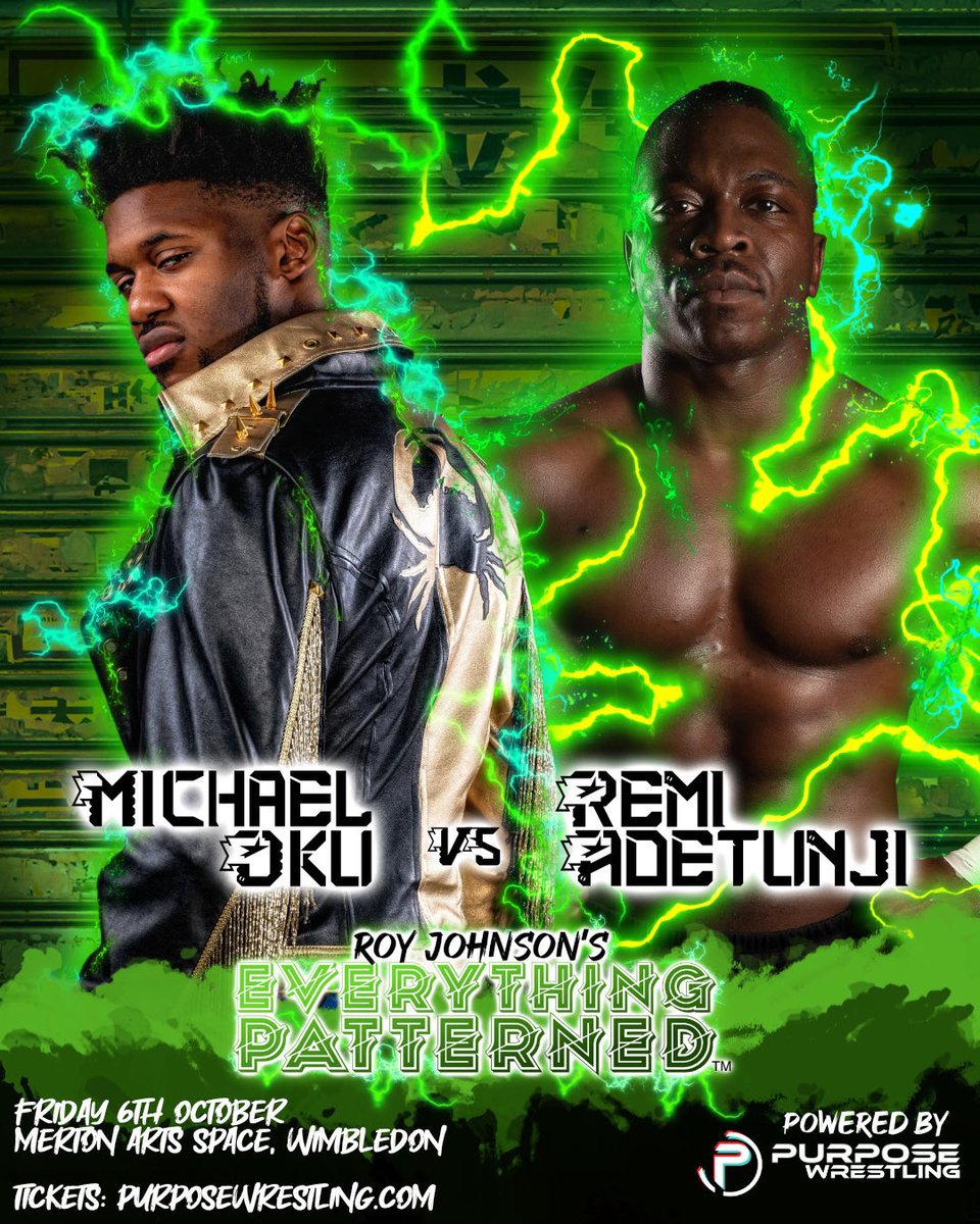 JoeScottMFC's tweet photo. Tomorrow @wrestlepurpose @RoyJohnsonYeah’s #EverythingPatterned at @MertonArtsSpace in London
@TheOJMO v @Tunji_go https://t.co/zPhB1Ip8ZM