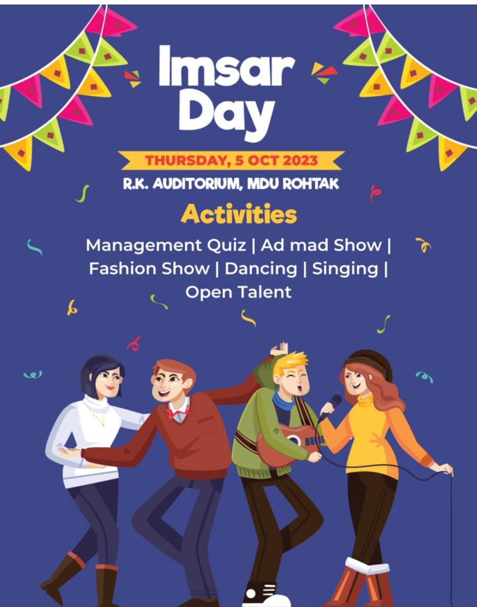 IMSAR_MDU's tweet photo. We are celebrating the IMSAR Day on 5 oct,2023 at Radha Krishna Auditorium under the convenorship of Prof. Satyawan Baroda(Director,IMSAR)
#mdu 
#imsar 
#celebration https://t.co/QgfSDQ5SZr