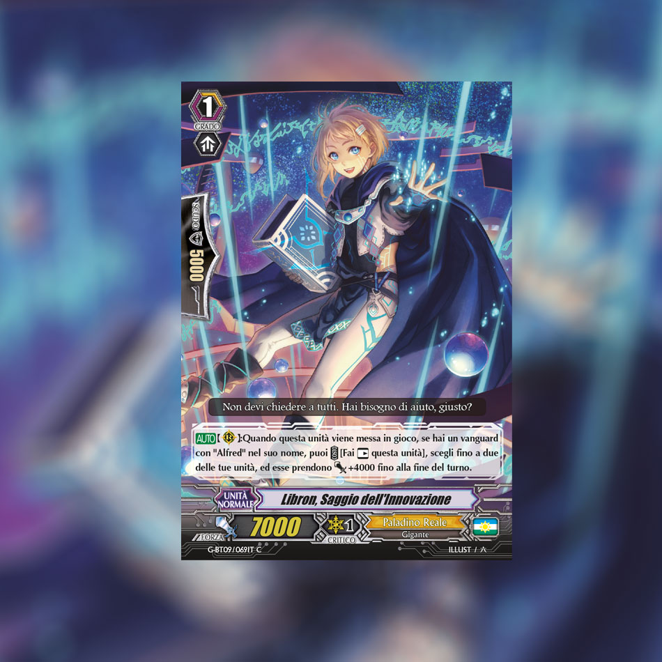 cfvanguardit's tweet photo. "Libron, Saggio dell'Innovazione" è la carta spoiler di oggi.
#cfvanguard #GBT09 #PaladinoReale https://t.co/97FIKT93Tu