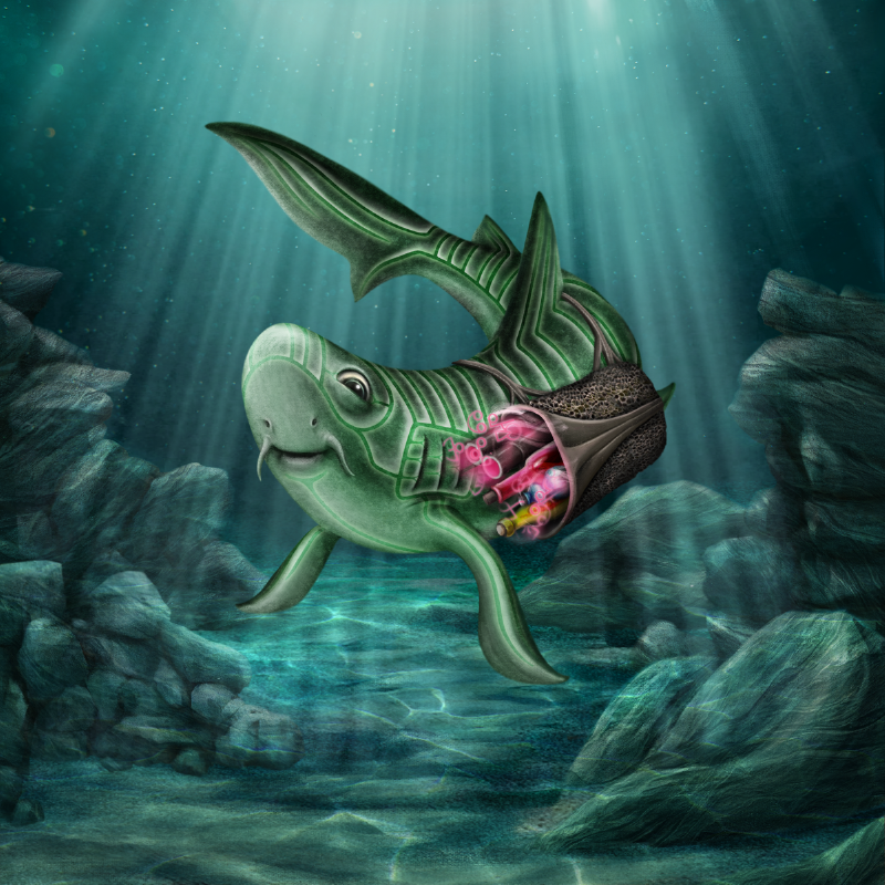 Sy'Symba works as both a diplomat and a courier. Carrying  Sho'Ne's Alchemical Set, Sy'Symba races against time to deliver the  goods unnoticed and help the Krakenguard cause.

Sy'Symba #107 is available from the link below:
 jpg.store/asset/52b4a19a…

#OctoWars #CNFT