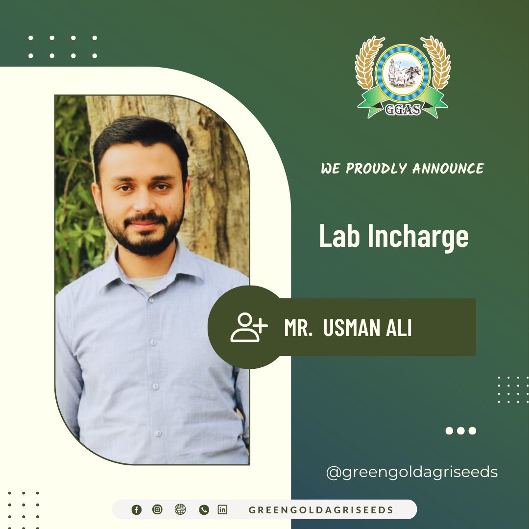 🎉 Congratulations to Usman Ali, our outstanding Lab Incharge! 🌟 Your dedication to maintaining excellence in our laboratory is truly commendable. Keep up the fantastic work! 💪

#GREEN_GOLD_IS_THE_DREAM_GOLD
#Congratulations #LabIncharge #ExcellenceInScience #UsmanAli