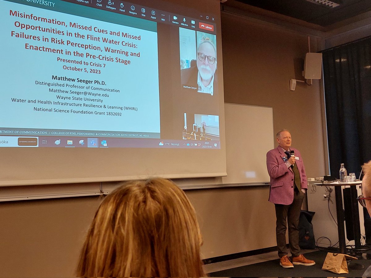#ecreacrisis7 is taking off! After introductory remarks by Orla Vigsø, <a href="/ProfMattSeeger/">Matthew W. Seeger</a> is going to deliver a keynote on learnings from the Flint Water Crisis.