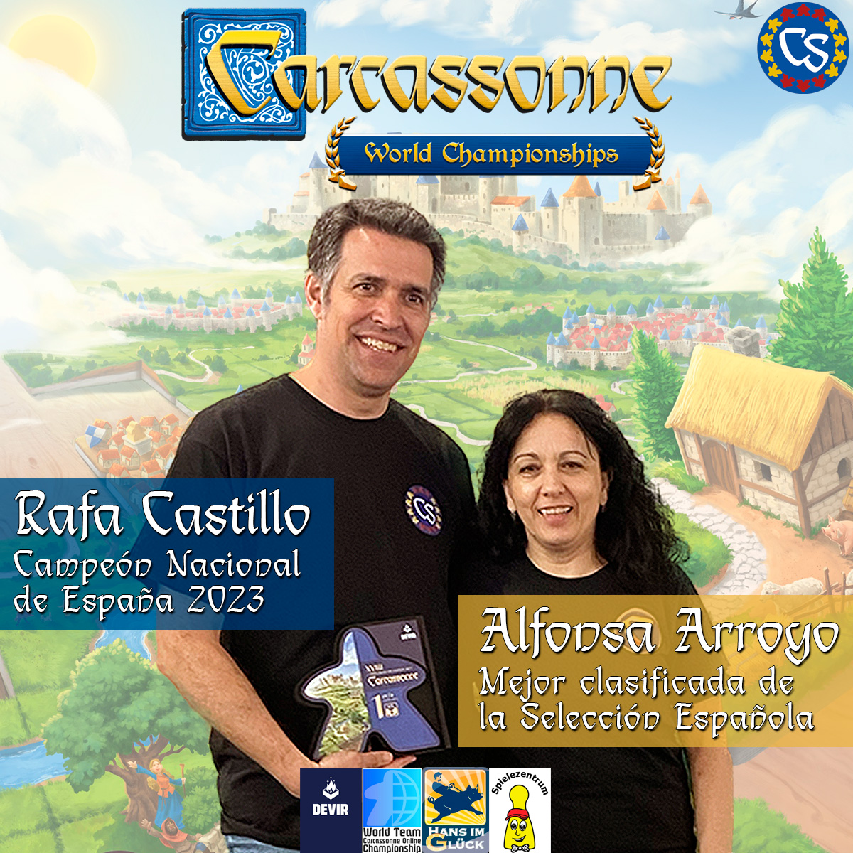 ¡Ya están en #SPIEL23 nuestros representantes en el Carcassonne World Championship 2023! 🙌
Sabemos que tanto <a href="/ramel_fu/">2020Rafa</a> como Alfonsa harán un fantástico campeonato. Pero, sobre todo, esperamos que disfruten muchísimo de esta experiencia 😃. ¡Os estaremos aninmando al máximo! 💪