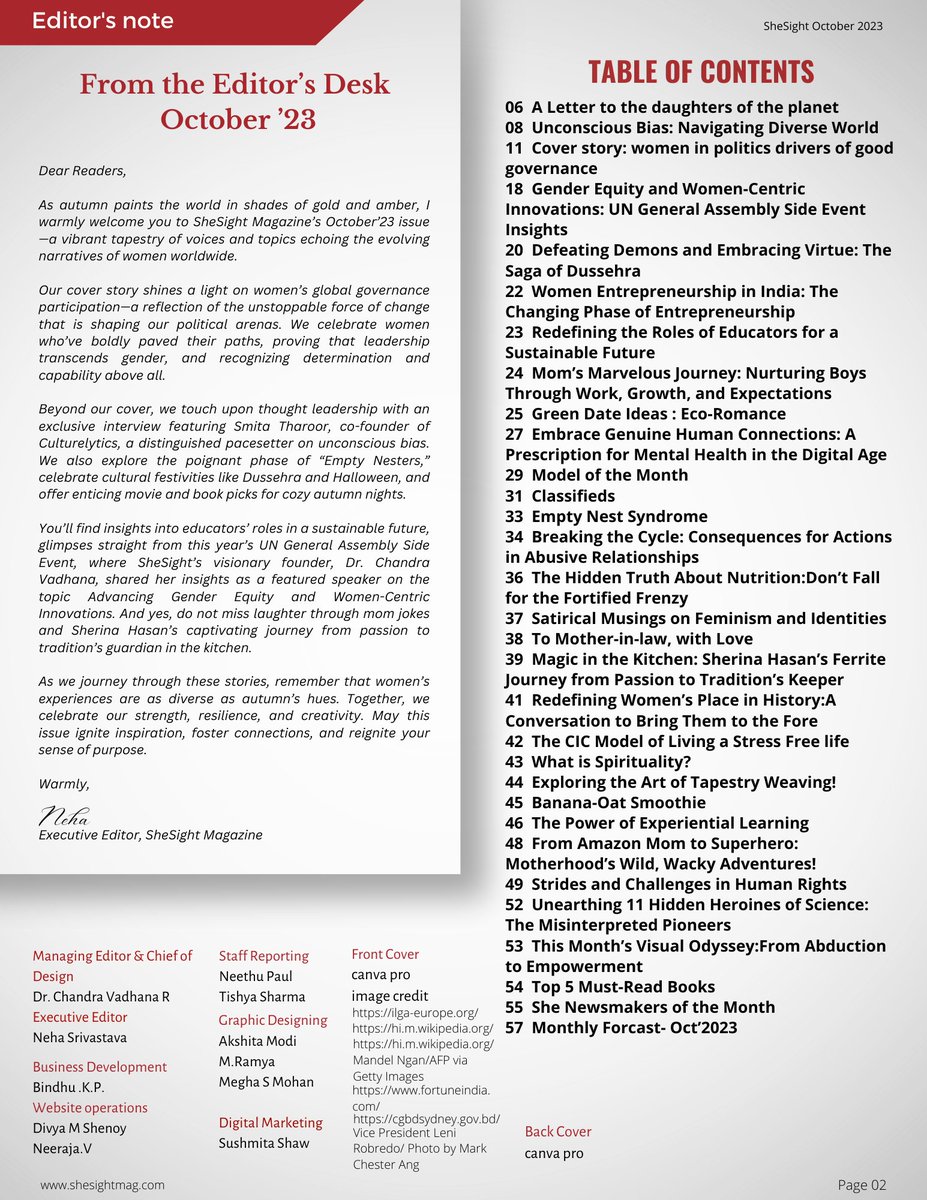 shesightdigital's tweet image. Having constant updates on a topic you are passionate about can be a source of joy, and our magazine can be that source for you. Read our Editor&apos;s Note for a brief overview of the exciting content that awaits you!
shesightmag.com/shesight-octob…
#PassionUpdates #JoyfulKnowledge #SheSight