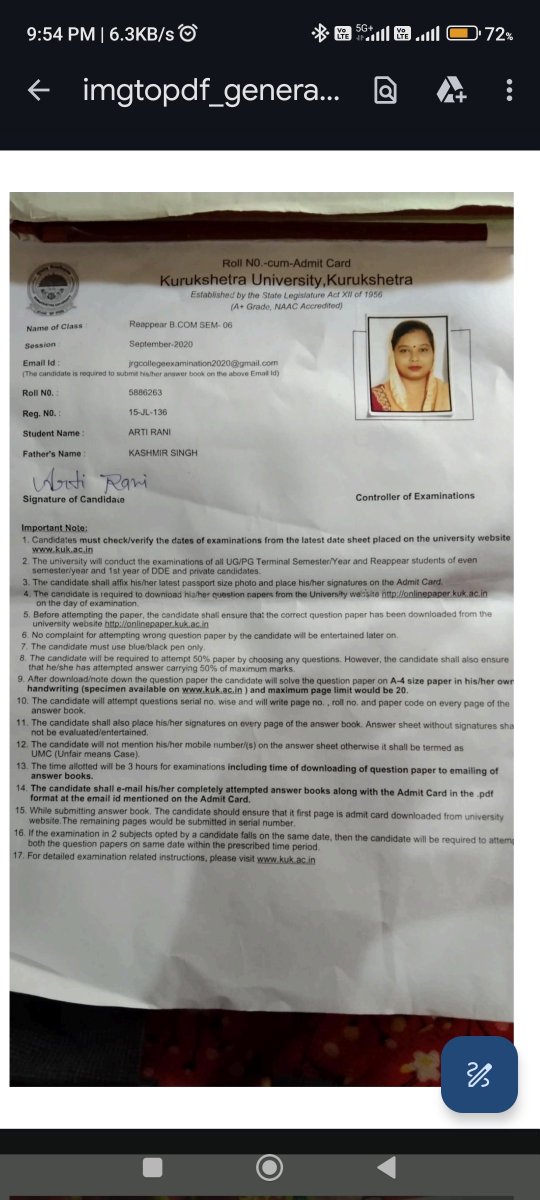 MrSawanSamdhyan's tweet photo. @mlkhattar @cmohry Sir Mene B Com Re apear ka exam Sep 2020 me diya tha jisme muje absent dikhaya gya mene college or university se contact b Kiya unhone koi solution nhi kiya kirpa karke mera solution kiya jaye Dhanyawad
Arti Rani - 7056282171 https://t.co/NGoN366I3K