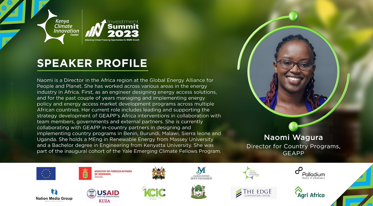 FellMentKE's tweet photo. Day 2/3 of #KCICInvest2023 at The Convention Centre, Nairobi. We're delving deeper into the summit's theme, "Climate Financing.c Together, we're forging a path to transformative change. Check out today's speakers.

Livestream: [https://t.co/2n3xSJ0zIQ]

| #KCICInvestmentSummit | https://t.co/oHpWbVMu0g