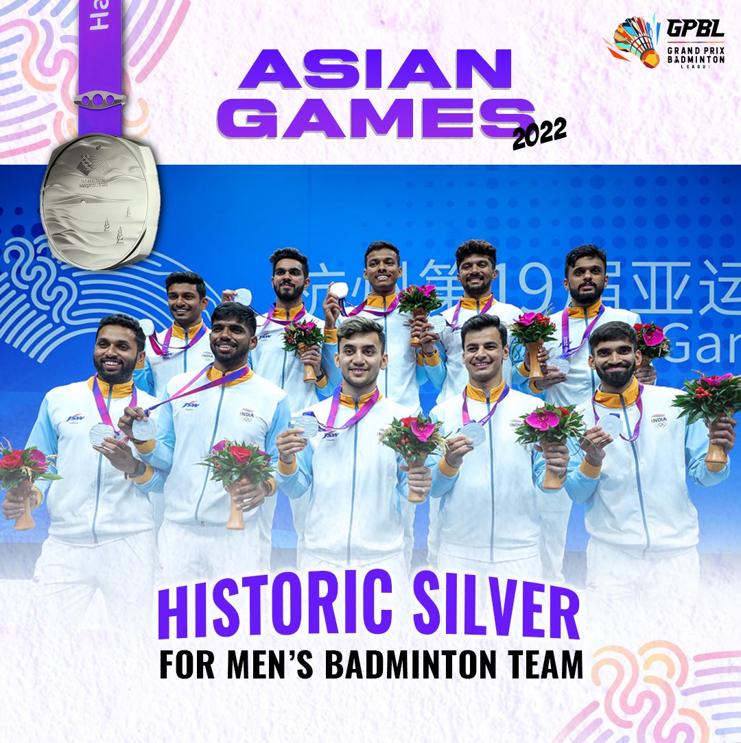 thewbsl's tweet photo. 🥈 Indian Men's Badminton Team: Silver Linings at the Asian Games! 🏸🇮🇳 Your incredible skill and determination have brought home the silver medal. Congratulations on this remarkable achievement! 🌟🥈

#silvermedal #sports #badminton #india #indianathlete #indianteam https://t.co/H4GtnAbI6X