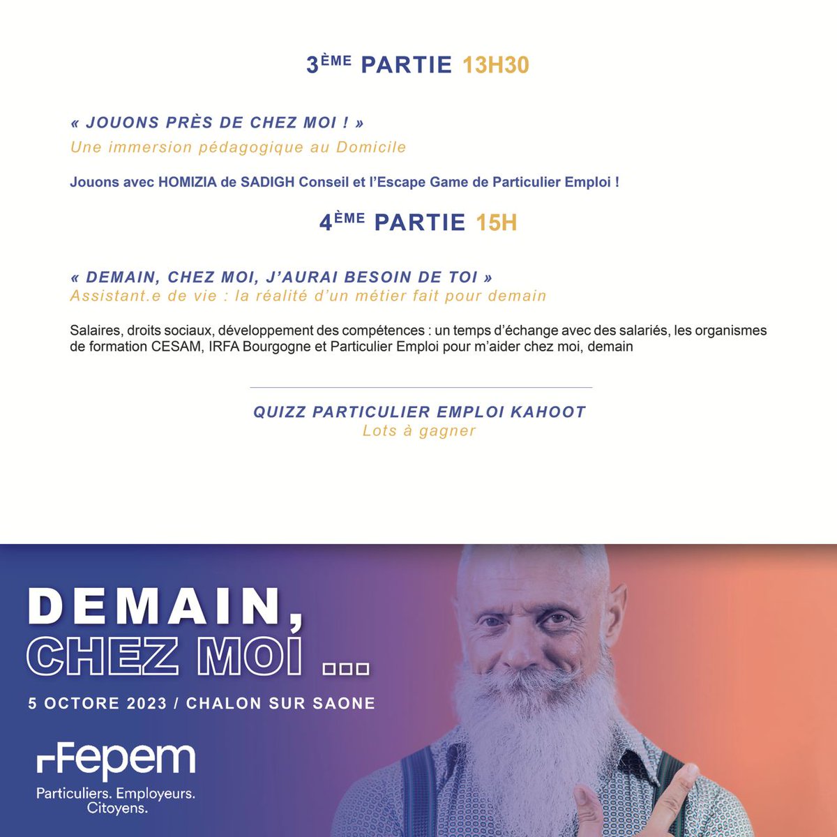 #EnRegion #BourgogneFC

📢 Notre journée #DemainChezMoi consacrée à l'évolution du #domicile face à la perte d'#autonomie va démarrer. 

Voici le programme 👇🏻