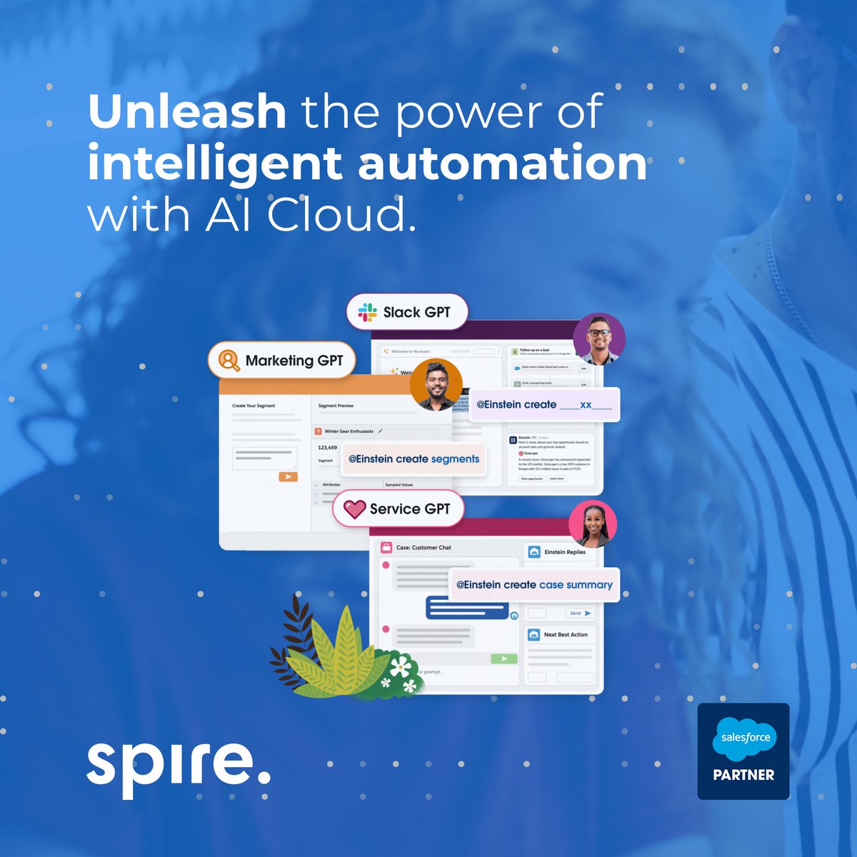 Revolutionize service with Salesforce's #ServiceGPT! 📧 Intelligent Responses, 📝 Auto Work Summaries, 📚 Updated Knowledge Articles & 📲 Mobile Briefings. Elevate your service game this #SummerofAI with #Salesforce. Contact us! bit.ly/3Km9CCk 🔗 #Spire #AI #Automation